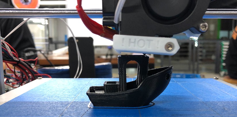 Validation of the calibration results of the 3D printer using a popular torture test known as 3DBenchy that requires participants to print the ship sample. 